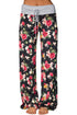 Sexy Dark Floral Terry Wide Leg Pants